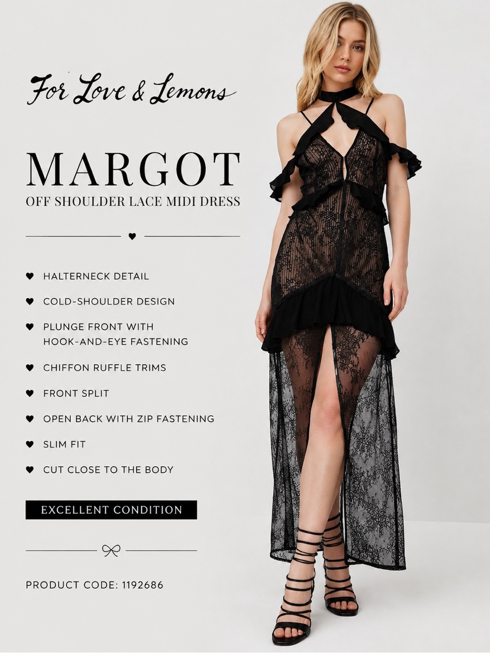 For Love and Lemons Margot Off Shoulder Lace Midi Dress